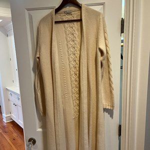 Manrico Cashmere Calf-Length Cashmere Cable-Knit Shawl Collar Cardigan - Size 42